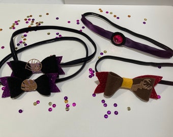 Wine and Dine Bows, Gaston, Yzma, Urusla Disney Bound, Custom by TrainLikeaPrincess, Disney theme