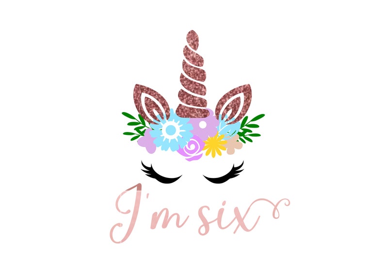 Download Unicorn with Floral Crown and Gold Glitter Horn SVG design ...