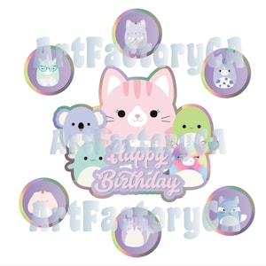Squishmallow cake topper and cupcake toppers design - SVG, PNG, Studio for Silhouette Cameo, Cricut etc. All in one, ready to cut or print