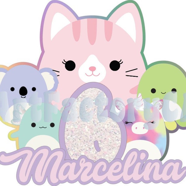 Squishmallow cake topper design - SVG, PNG, Studio for Silhouette Cameo, Cricut etc. All in one, ready to cut or print