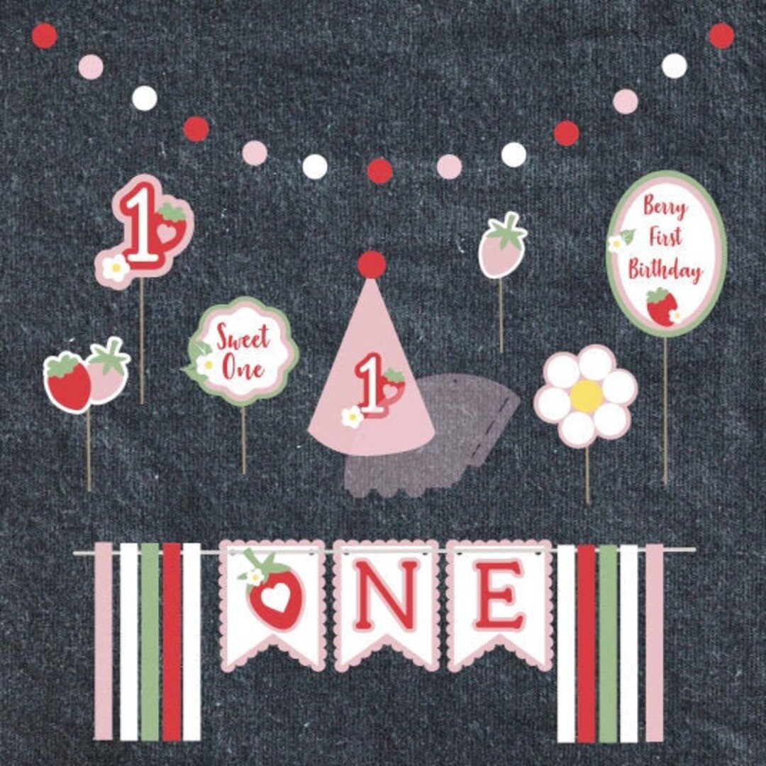 Strawberry 1st Birthday Party Package SVG PNG Dxf Eps PDF - Etsy