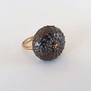Anillo de erizo de mar, anillo de erizo de mar de plata, joyería oceánica para mujer, anillo náutico, anillo de concha marina, anillo único, anillo de citrino, anillo de verano