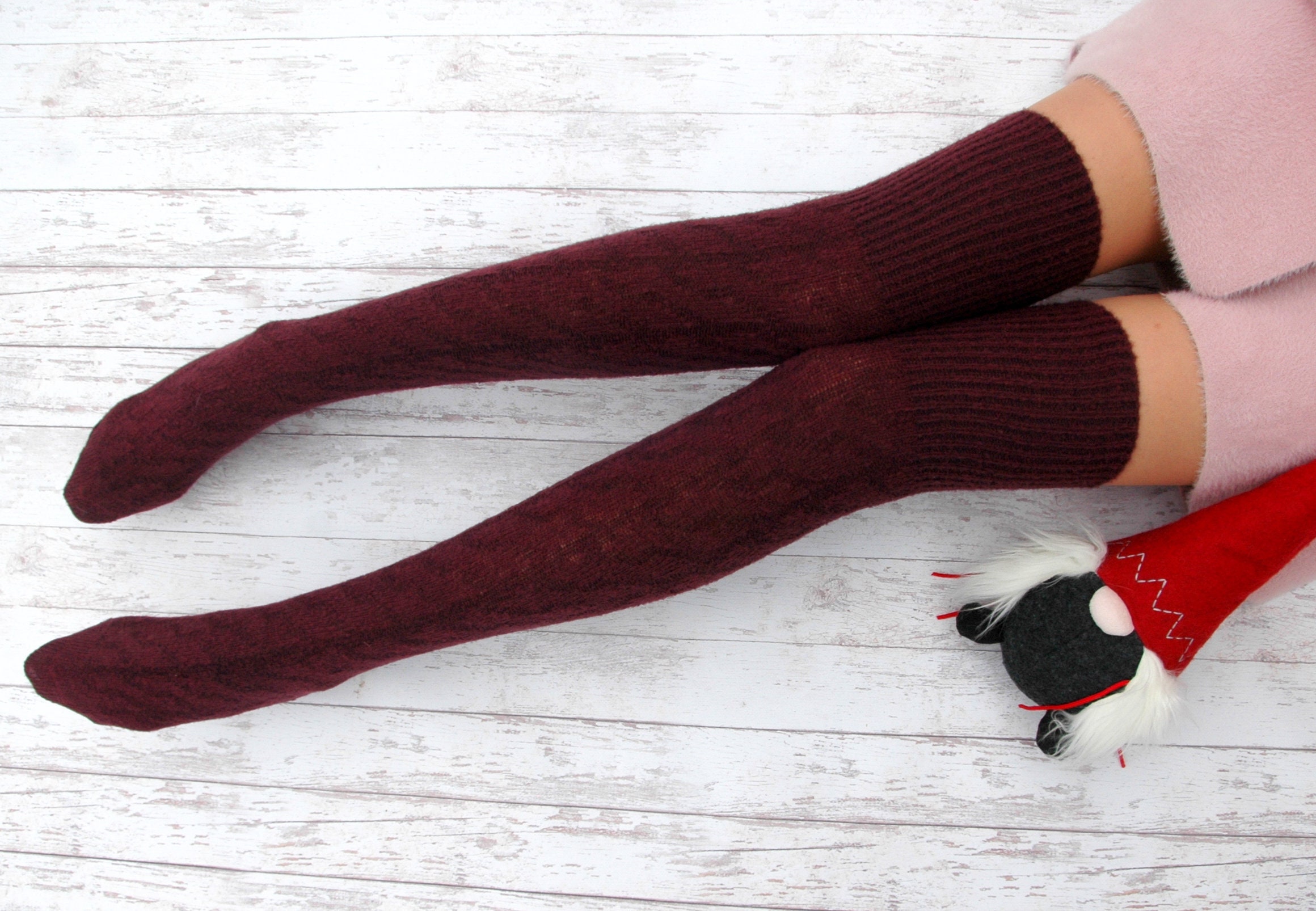 Wool Socks Thigh High Socks Black Knee High Socks Winter