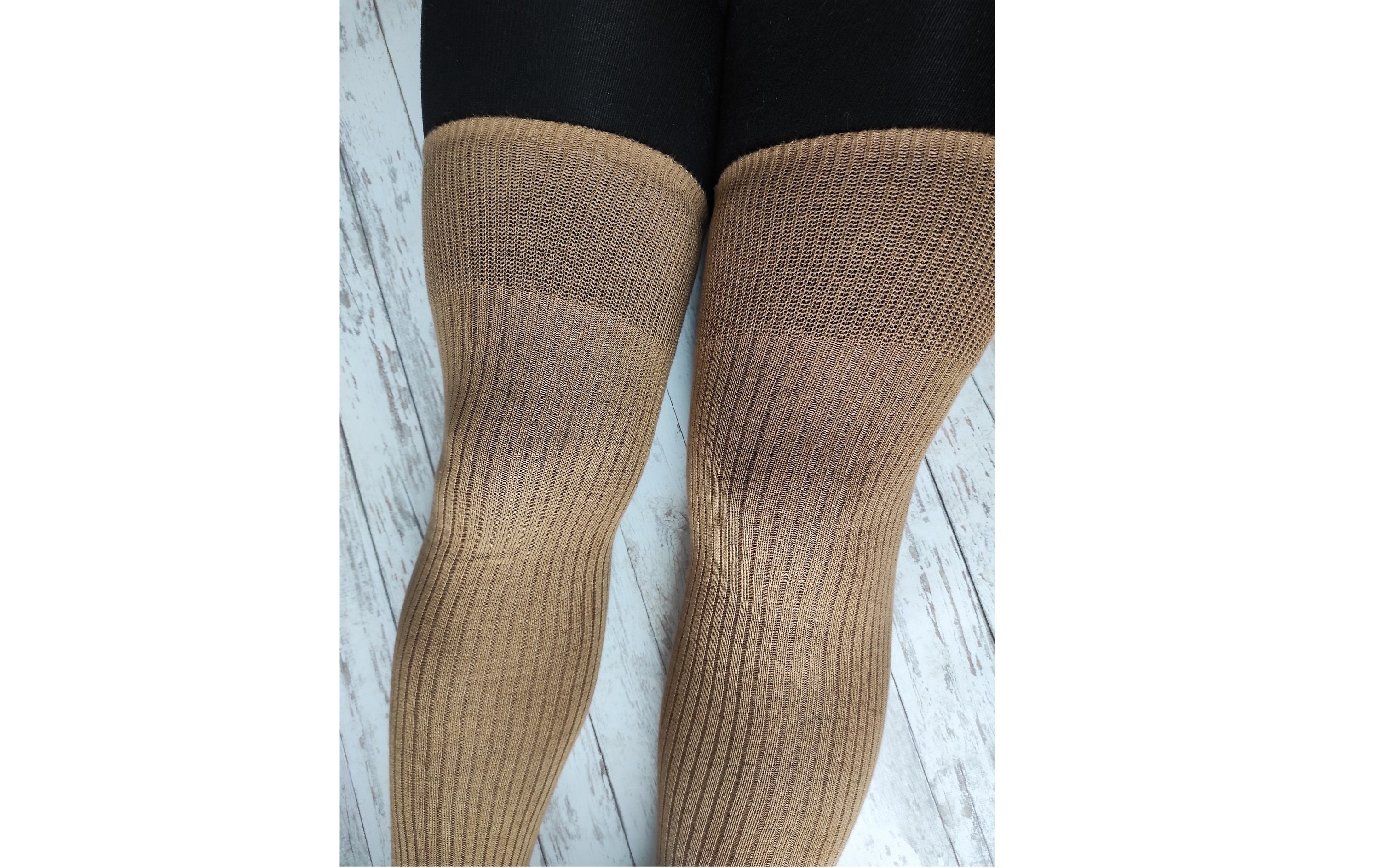 PLUS SIZE Cotton Thigh High Socks Plus Size Black | Big Curvy Thigh H…
