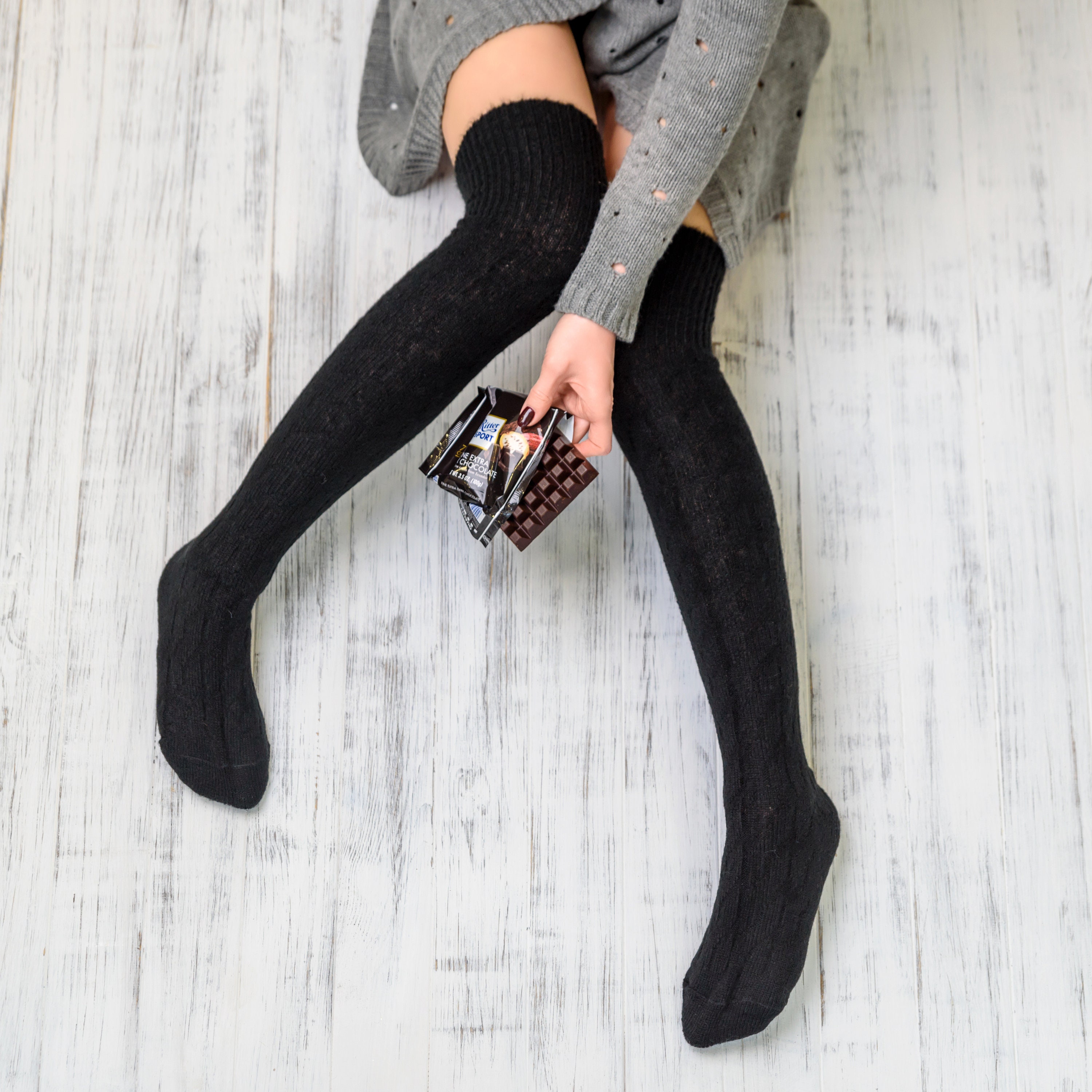 Wool Thigh high socks black Multi Pack of 3 Womens Boot Socks Etsy