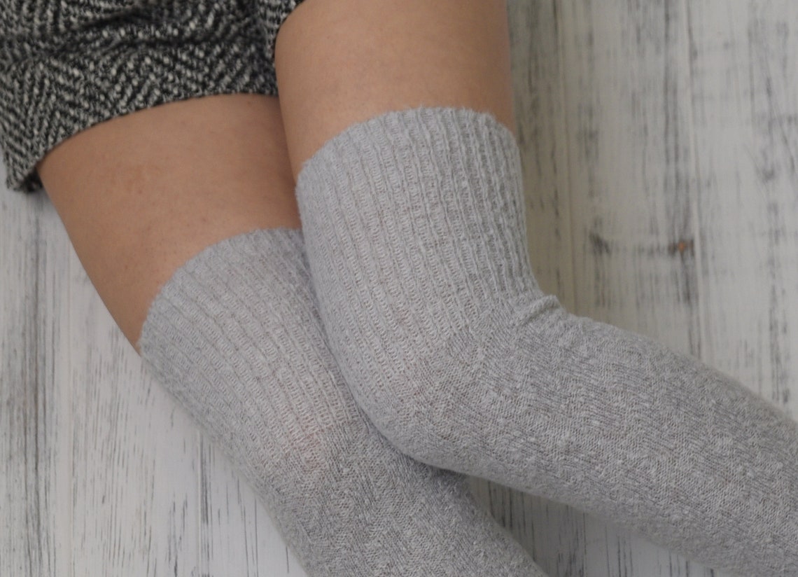 Daga - Flower Grey Knee High Socks - Grey main image 0