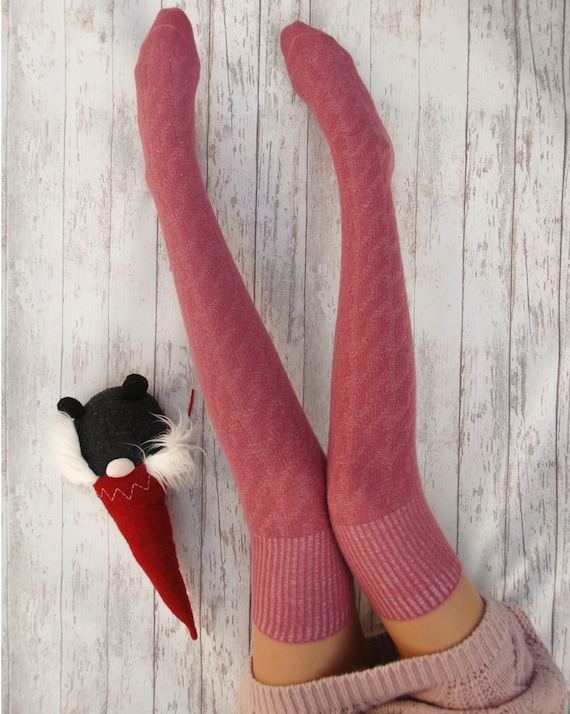 Wool Socks Thigh High Socks Black Knee High Socks Winter Knit Sock