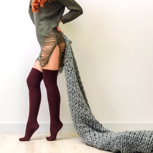 Wool socks Over the knee socks Knitted socks Woolen socks Long knitted socks Long socks Knee high socks Grey Thigh high socks Christmas gift