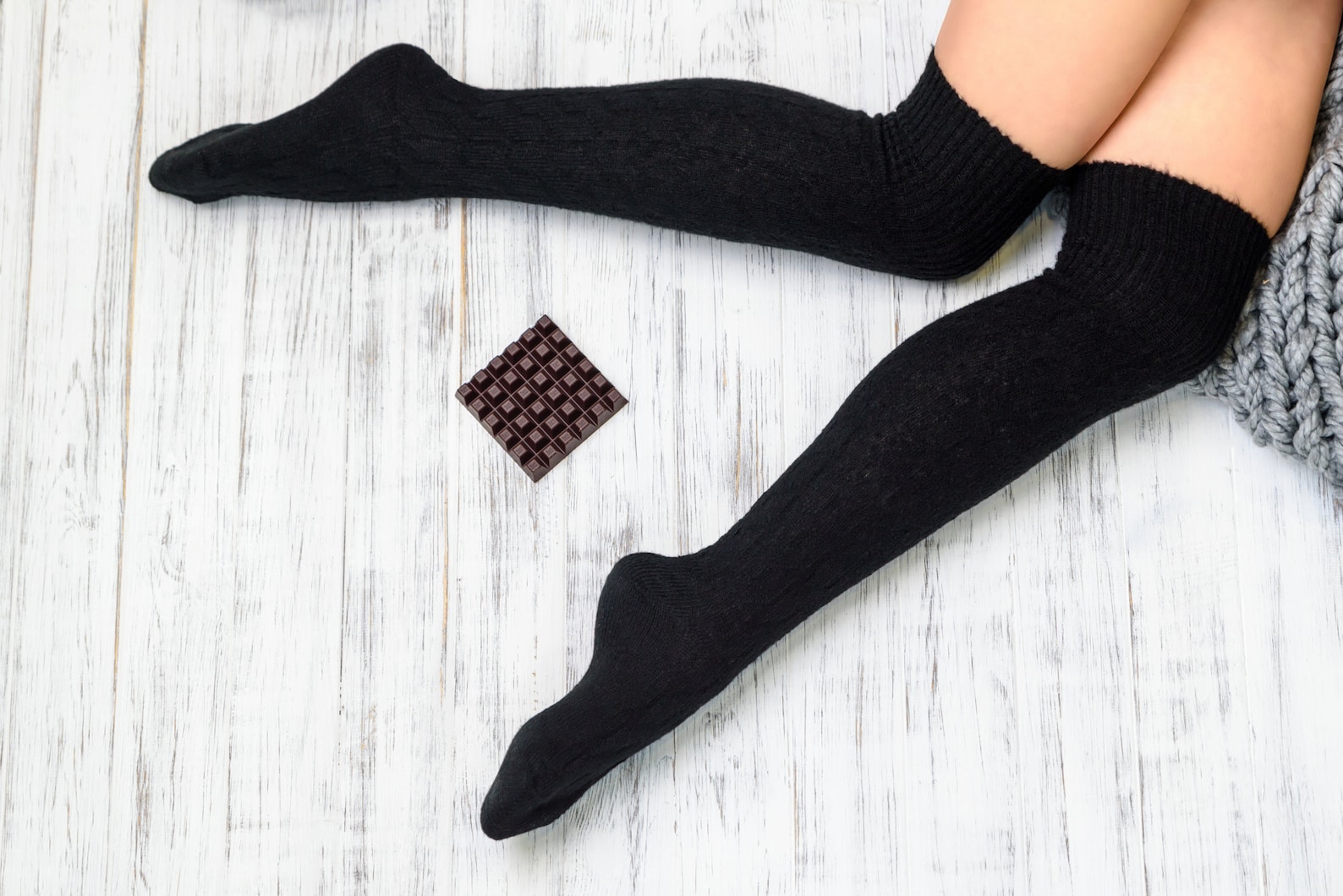 Grey Thigh High Socks Long Socks for Women Over the