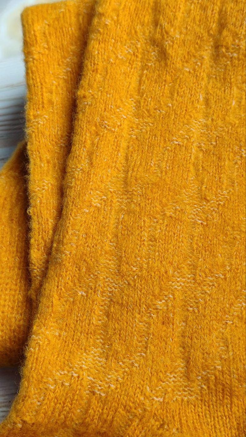 Wool socks Thigh high socks black Knee high socks Winter knit sock Long knitted socks Over the knee socks Valentine's day gift for wife Mustard Yellow