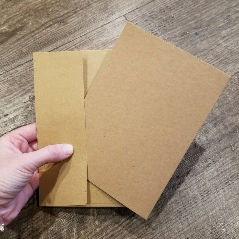 Blank Kraft Brown Cardstock 7 X 5 Cards and Matching 71/4 X 51/4