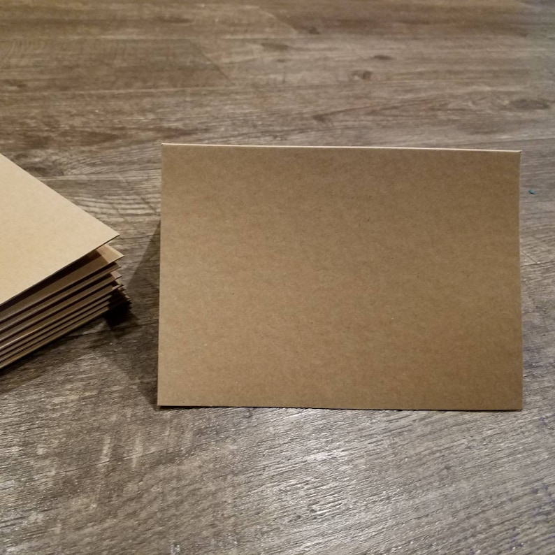 Blank Kraft Brown Cardstock 7 X 5 Cards and Matching 71/4 X 51/4