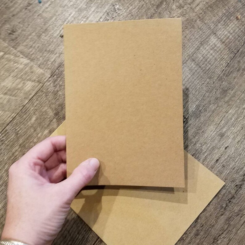 Blank Kraft Brown Cardstock 7 X 5 Cards and Matching 71/4 X 51/4