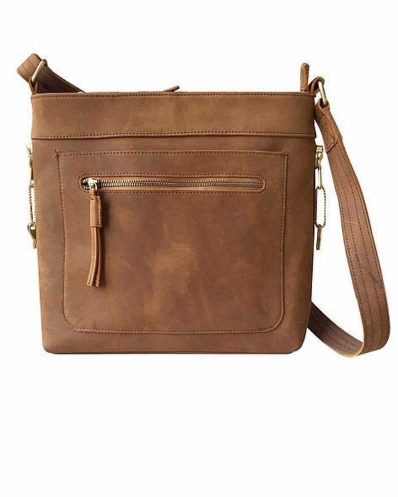 Vintage Leather Concealed Carry Satchel Crossbody Bag Concealment Bag CCW Bag