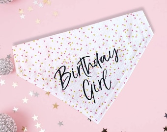 Birthday Girl Bandana, Pink, White, Birthday, Dog Gift, Puppy, 1st birthday, 2nd birthday, Dog birthday accessories, birthday dog bandana