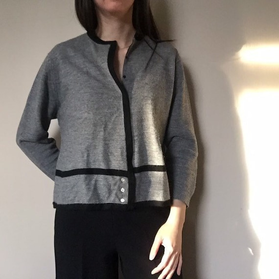 60s vintage Givenchy dark gray cardigan