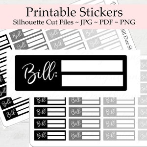 Schwarz und Grau druckbare Bill Due Aufkleber - Tracker - Planner Schriftart - Debt Freedom Pay - Erin Condren - ECVP - ECLP - Silhouette geschnitten Dateien