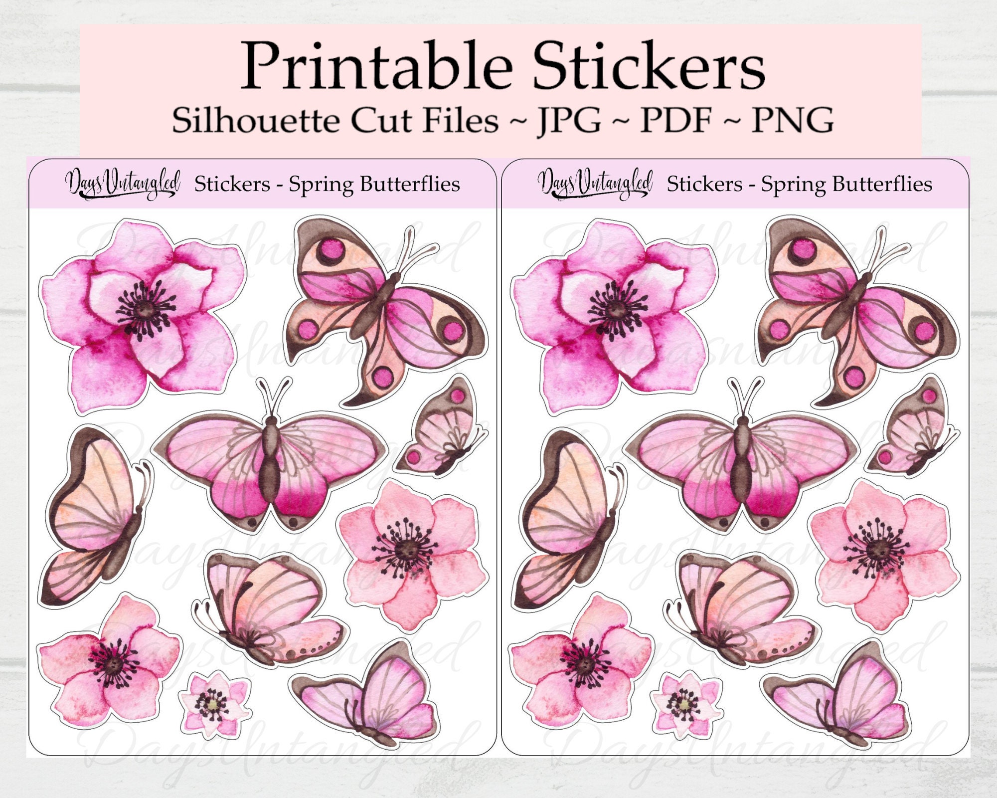 Vintage Floral Butterfly Sticker Pack