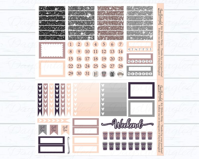 Nanowrimo Printable Planner Stickers Word Count Trackers Kit - Etsy
