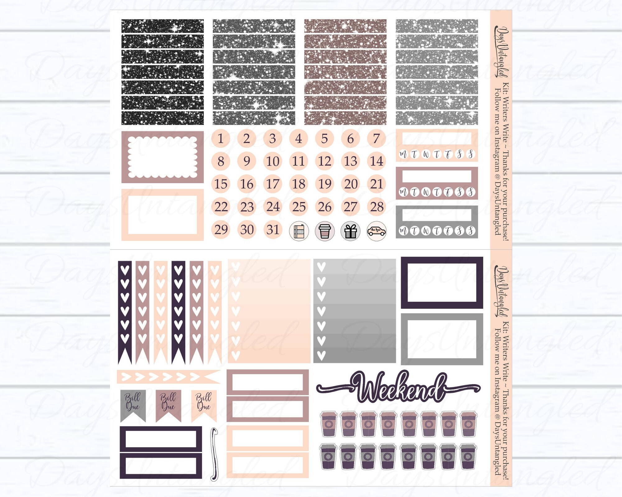 Nanowrimo Printable Planner Stickers Word Count Trackers Kit - Etsy