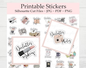 Printable KonMari-Inspired Declutter Stickers - Organize - Clean - Tidy - Unclutter - Erin Condren - Happy Planner - Chores - House - Chart