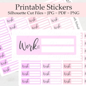 Adesivos de cronograma de trabalho para impressão Pink Blush - Rastreadores para impressão - Sortidos - Erin Condren - ECVP - ECLP - Tesoura ou arquivos de corte de silhueta