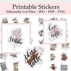 Druckbare To-Do-Aufkleber - Datum, Make-up-Aufgaben-Deko-Funktional für Planer, Chart, Liste - Erin Condren - Happy Planner - Dunkle Haut - PNG +
