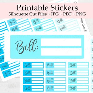Frozen Ice Blue druckbare Bill Due Aufkleber - Tracker - Sortiert - Rechnung bezahlen - Debt Freedom Planner - Erin Condren - ECVP - ECLP - PNG +