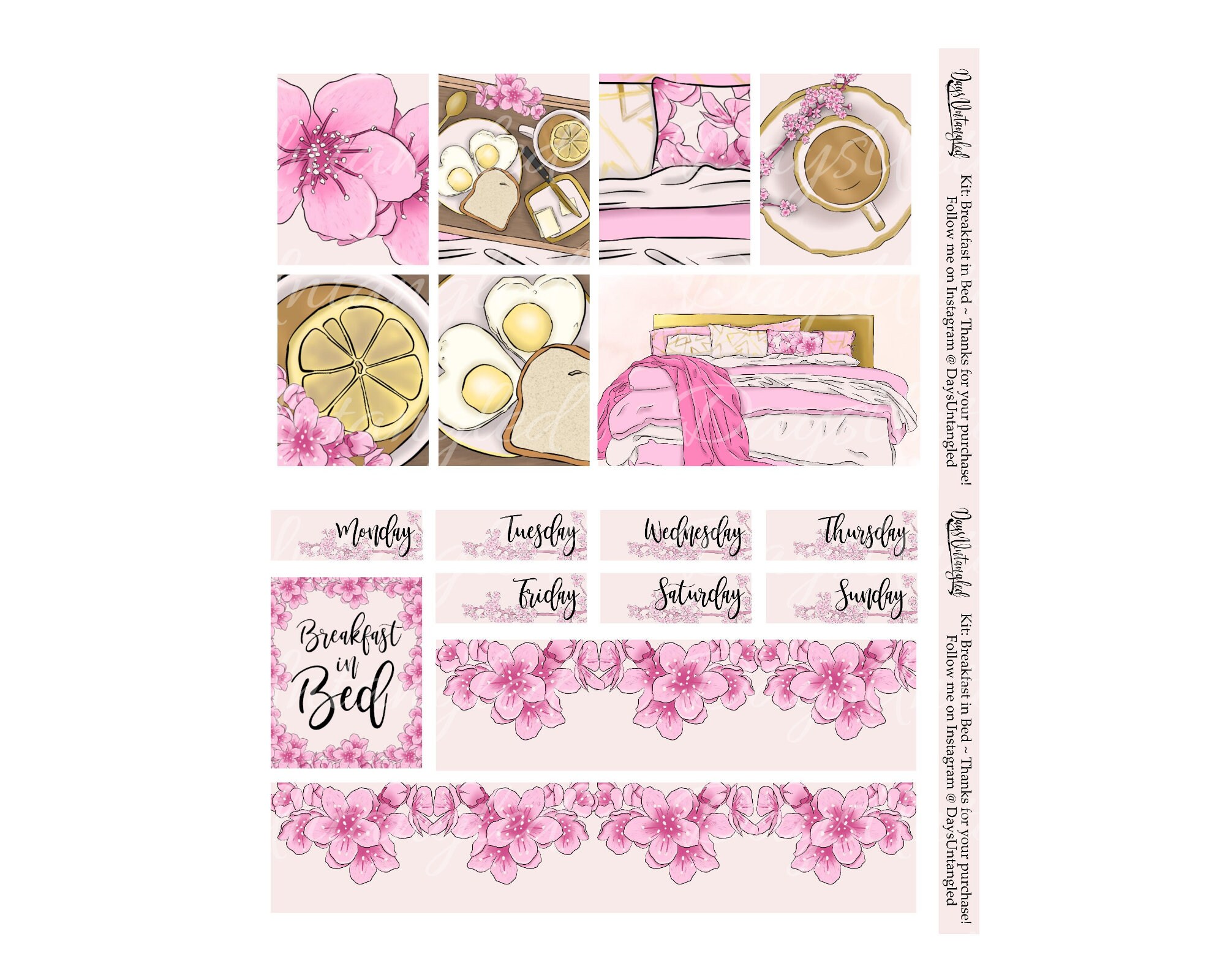 Mother's Day Printable Planner Stickers Weekly Kit Breakfast in Bed ...