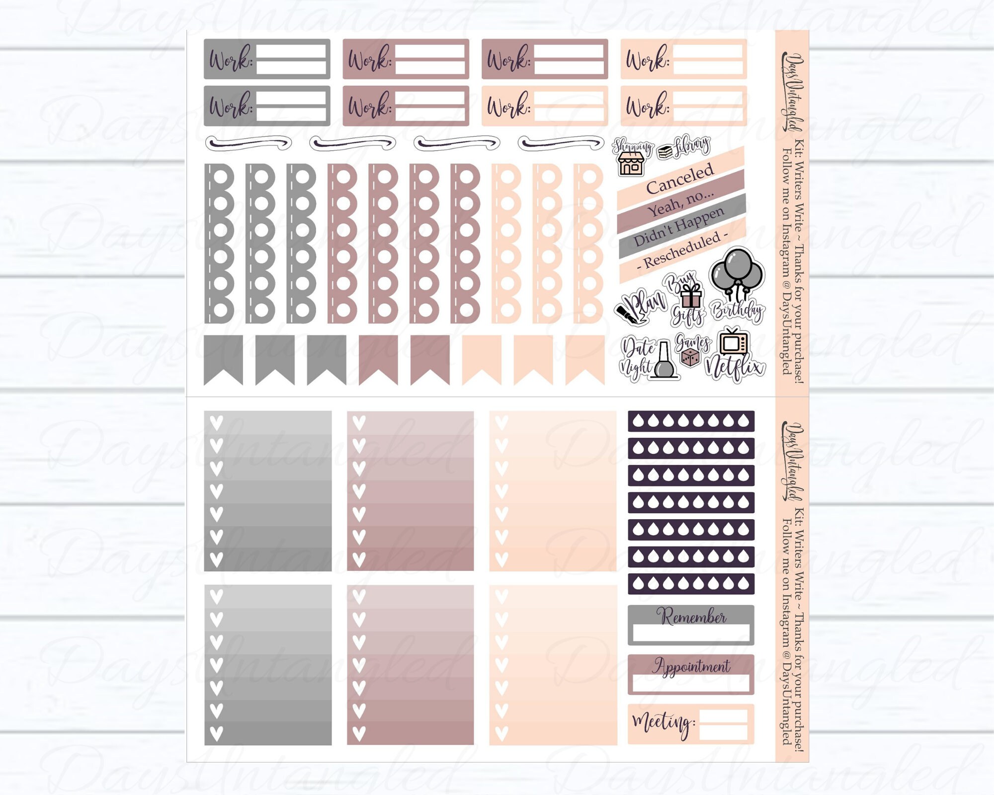 NaNoWriMo Printable Planner Stickers Word Count Trackers Kit | Etsy