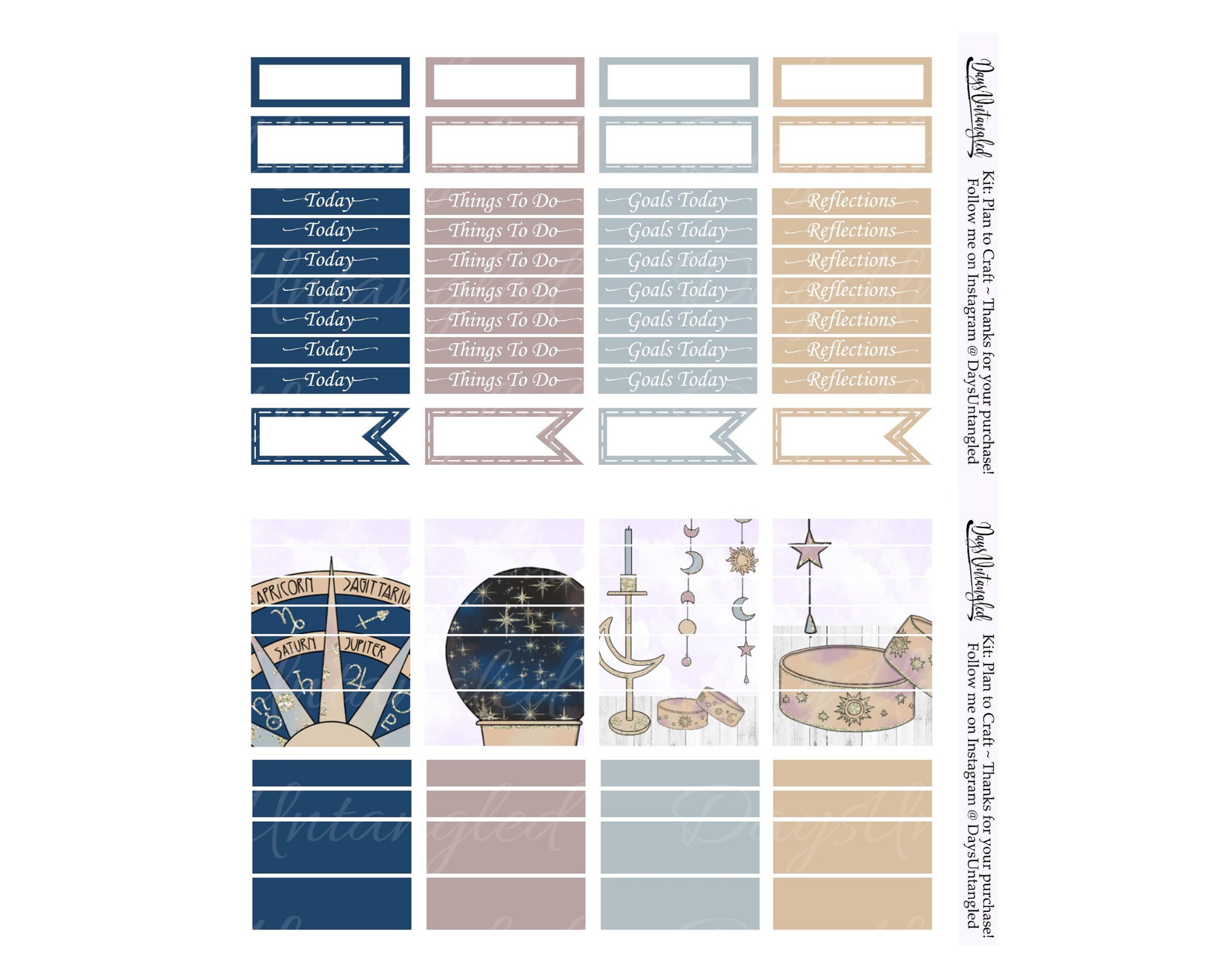 Craft Printable Planner Stickers Weekly Kit Astrology New - Etsy