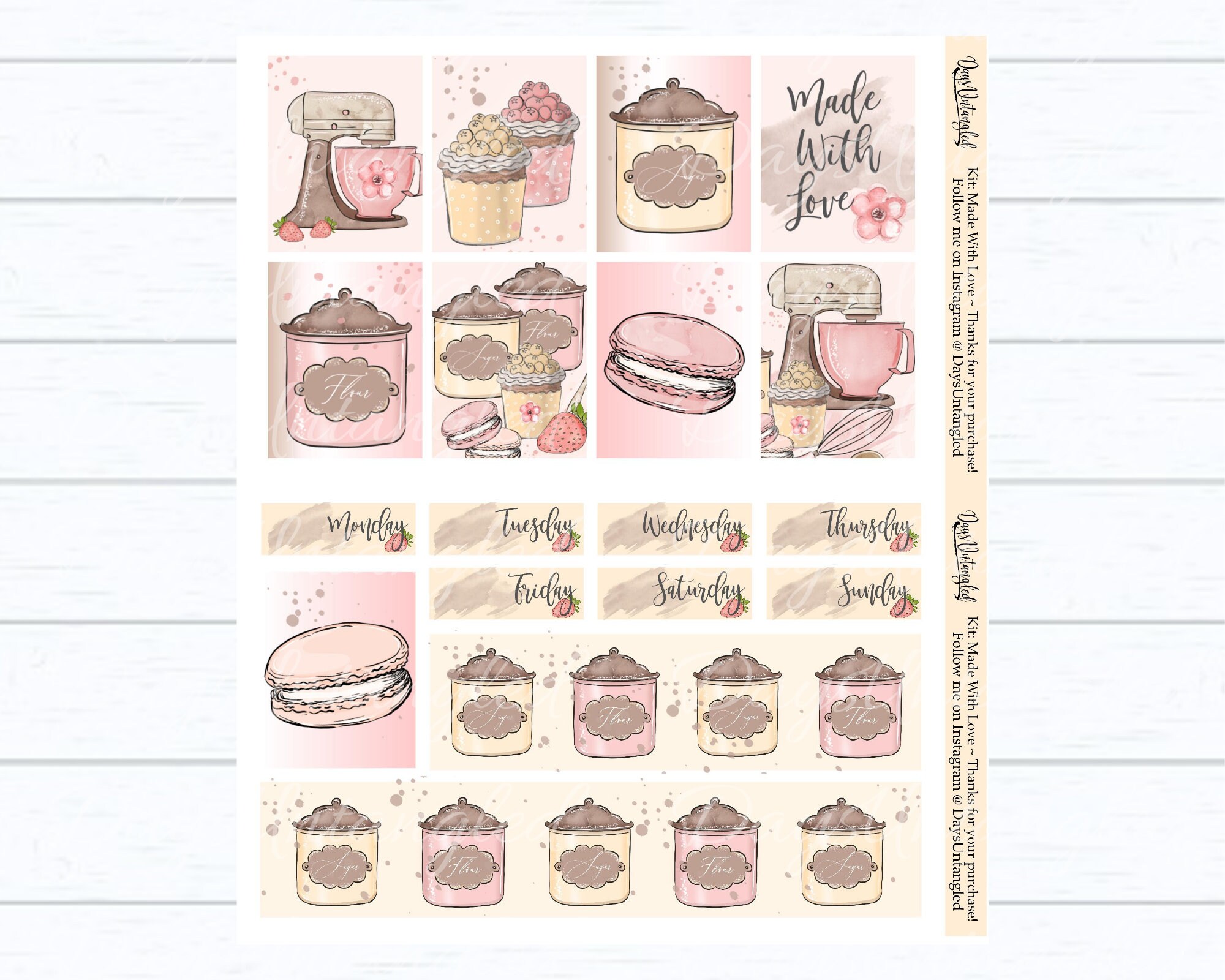 Baking Printable Planner Stickers Weekly Kit Summer Etsy