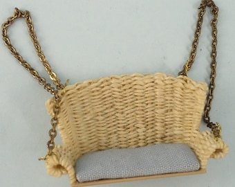 Dollhouse Miniature - 1/4" Scale Wicker Porch Swing