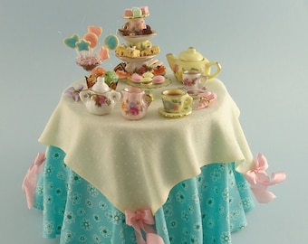 Dollhouse Miniature - Mad Hatter Tea Party Table