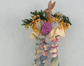 Dollhouse Miniature - Bunny in Stocking