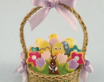 Dollhouse Miniature - Easter Cookie Basket