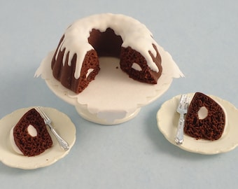 Dollhouse Miniature - Chocolate Bundt Cake