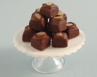 Dollhouse Miniature - Brownies On A Cake Plate