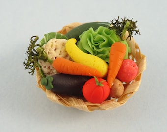 Dollhouse Miniature - Basket of Vegetables