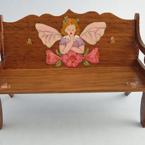 Dollhouse Miniature - Garden Bench With Angel