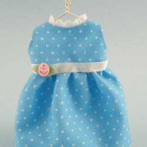 Dollhouse Miniature - Girl&#39;s Blue Dotted Dress