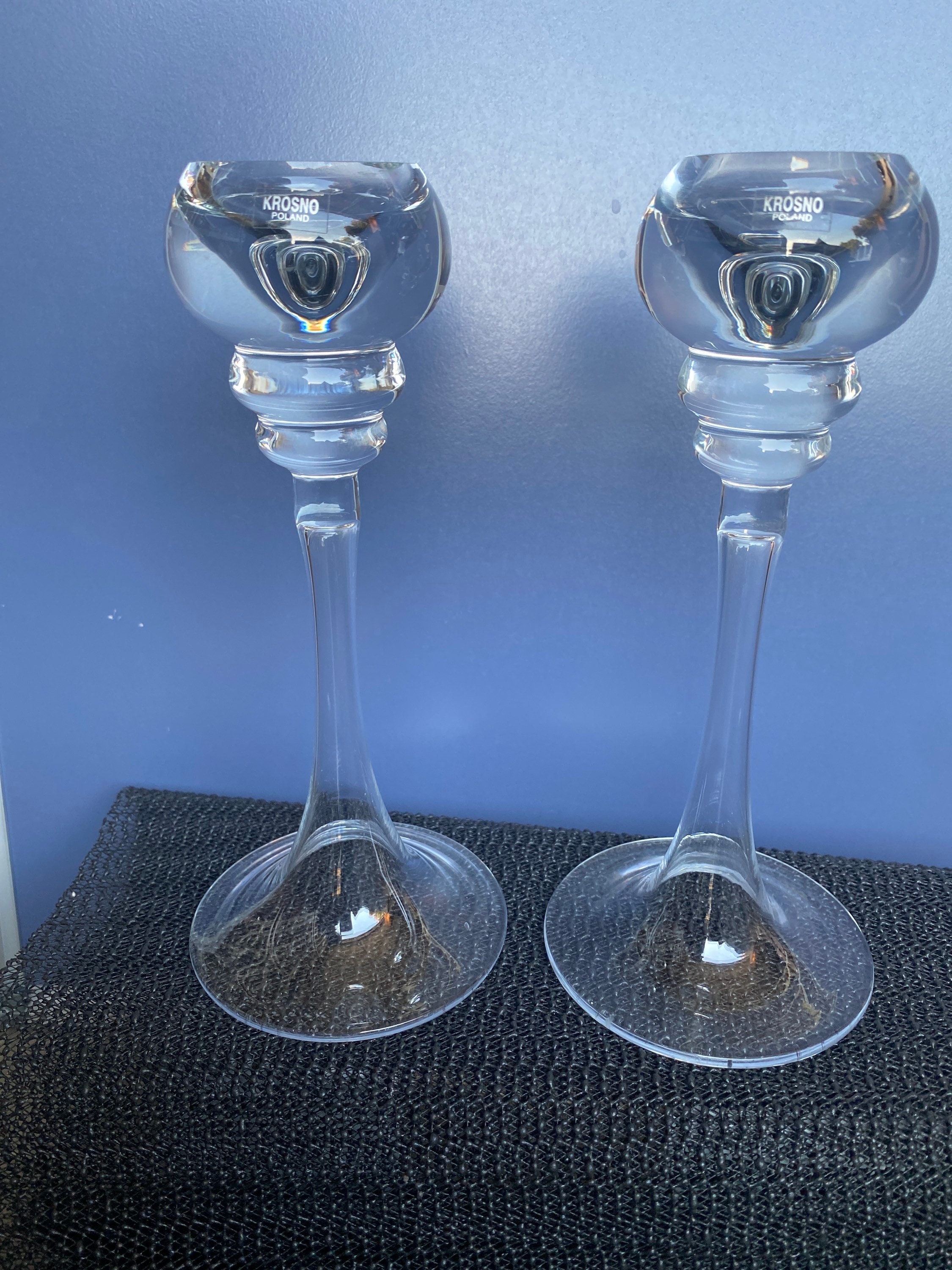 Krosno Poland Tall Crystal Candlestick Holders Etsy UK