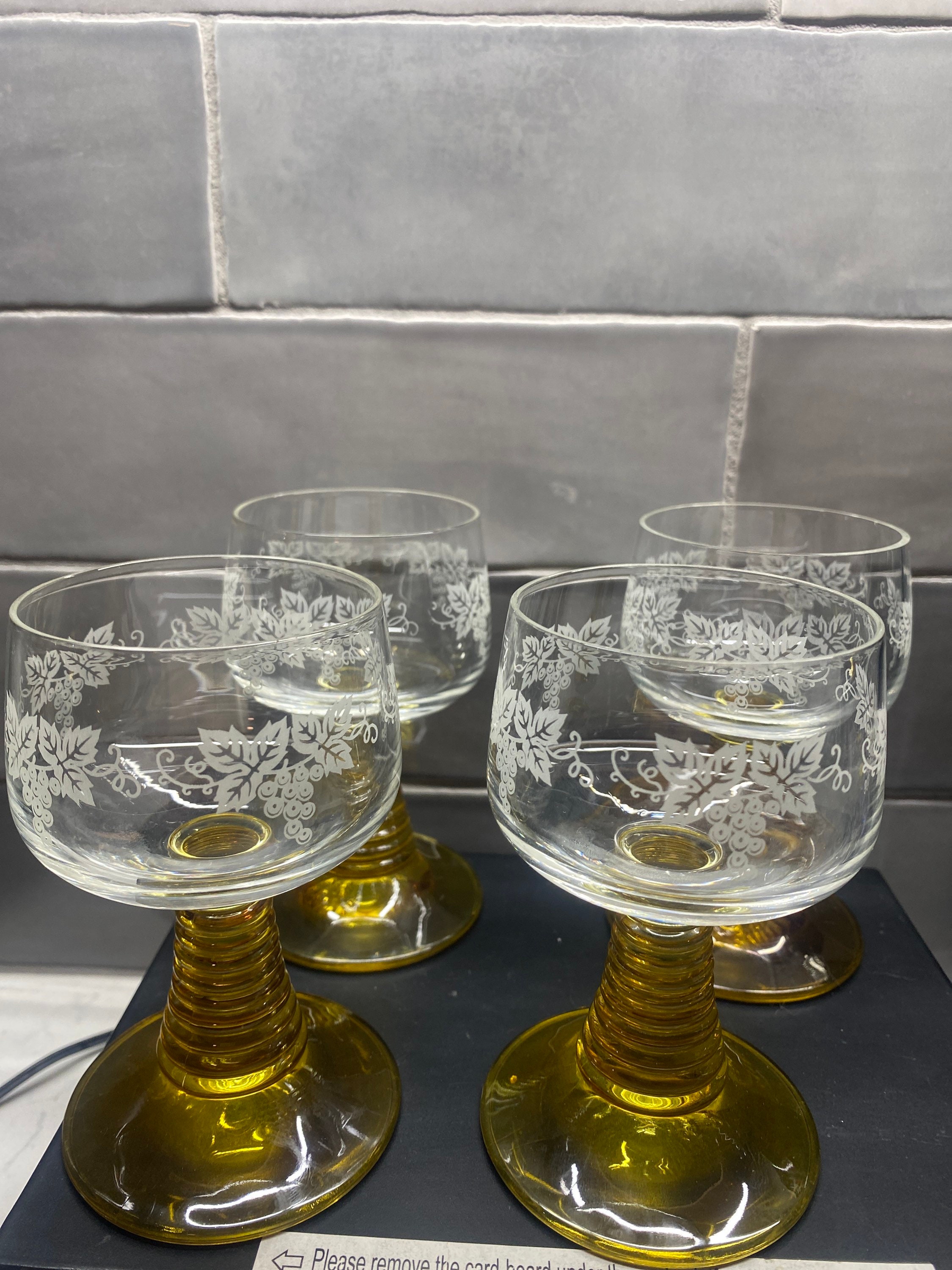Vintage Amber Wine Glasses Set of 2 16.5 oz - Unique Stem Colored Burgundy  Goblet Glass - Premium St…See more Vintage Amber Wine Glasses Set of 2 16.5
