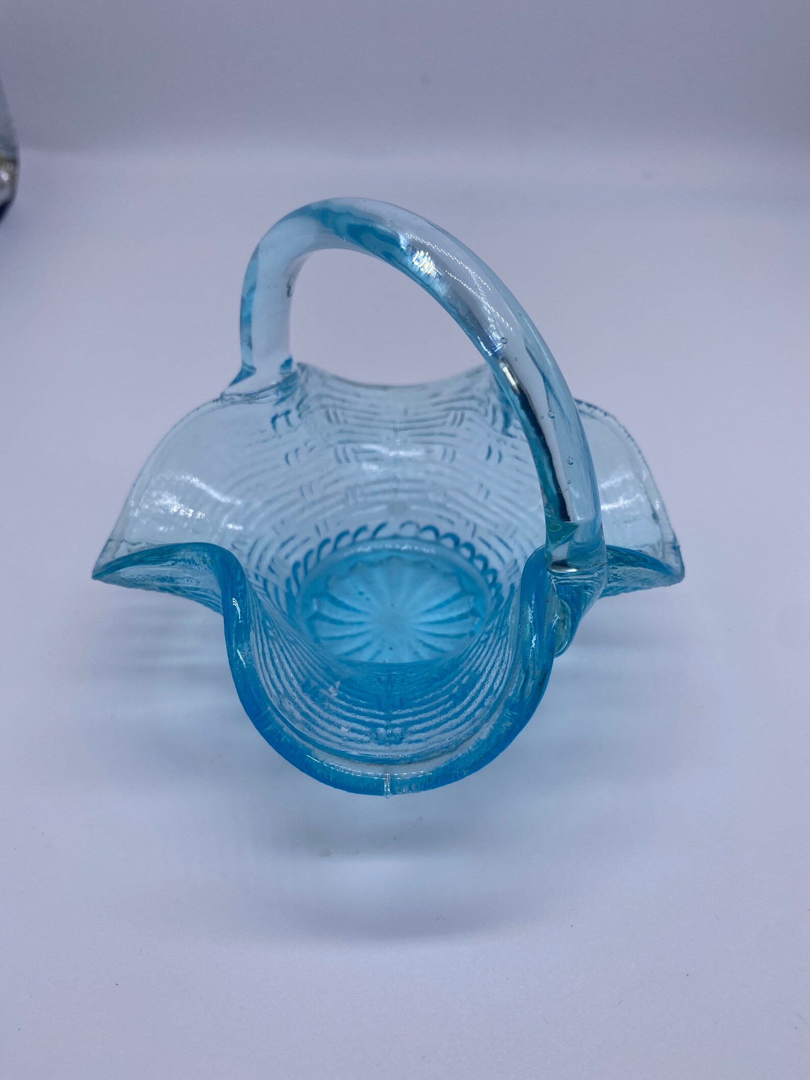 Vintage Westmoreland blue glass basket Etsy