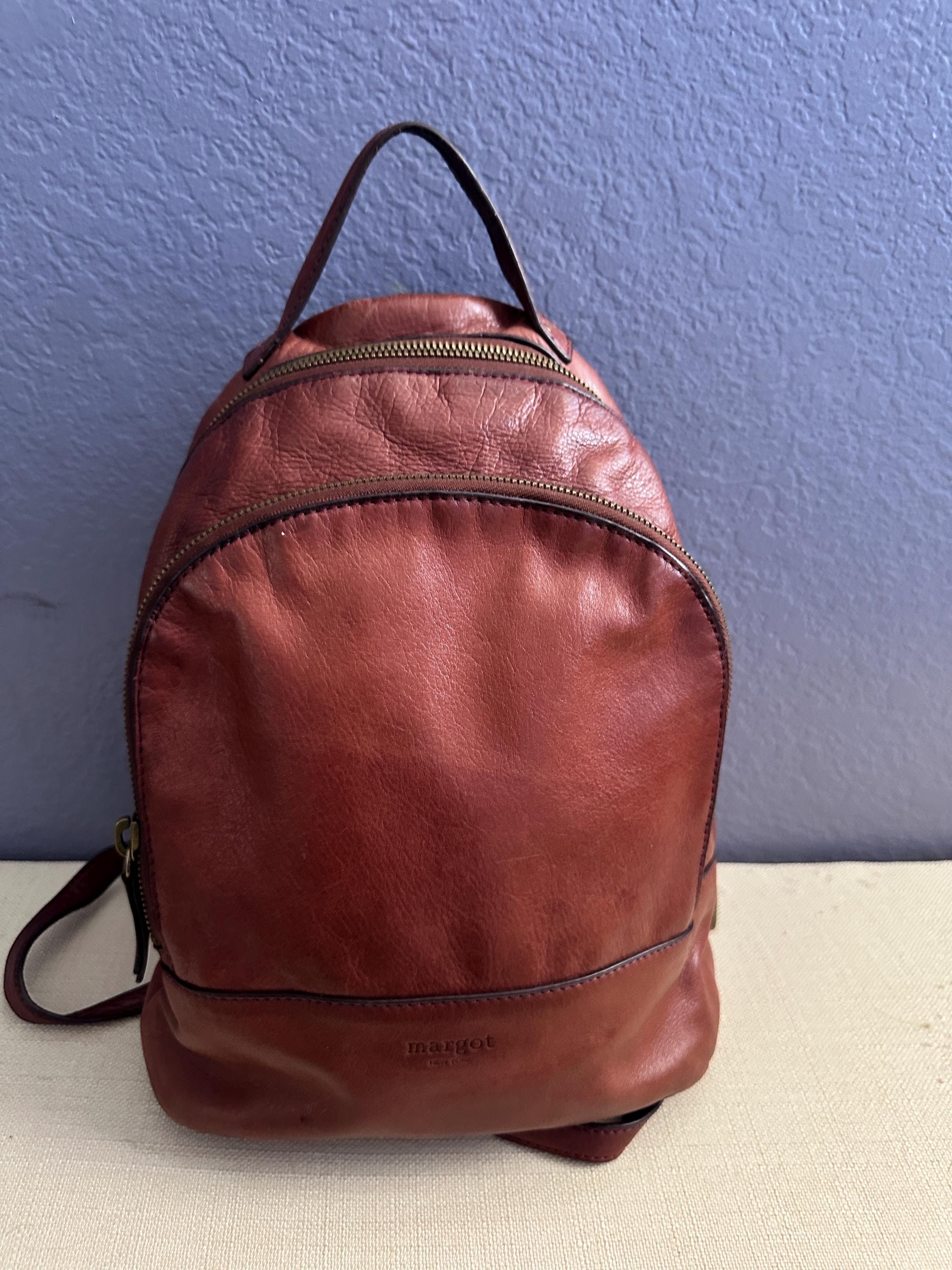 Margot Leather Backpack Cognac Brown‎ Turn Lock Dome Bag Small - CLEAN Margot Backpack Bags & Handbags for Women for sale - eBay main image 2