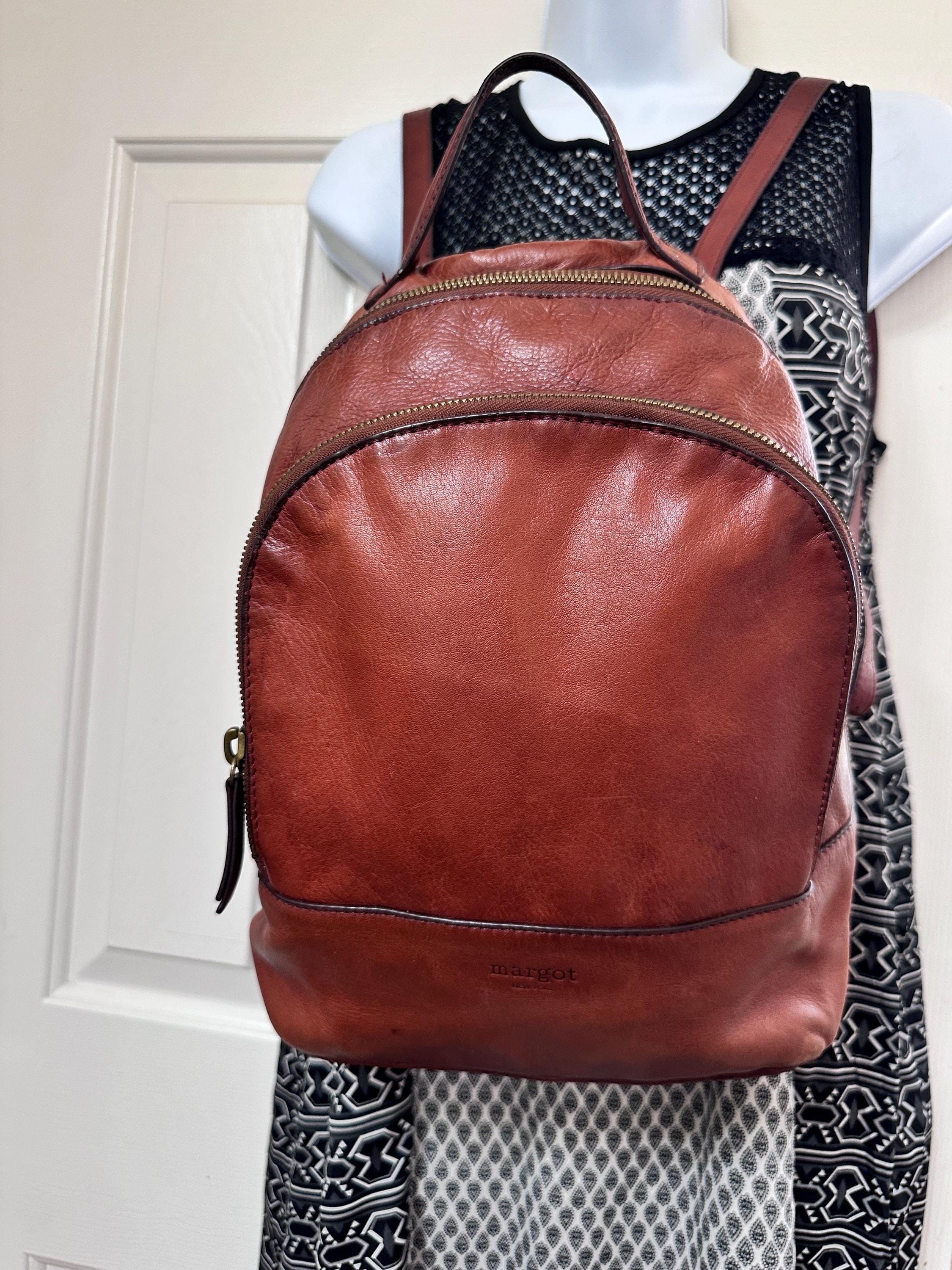Margot New York Brown Dome Leather Backpack - Etsy display picture 1