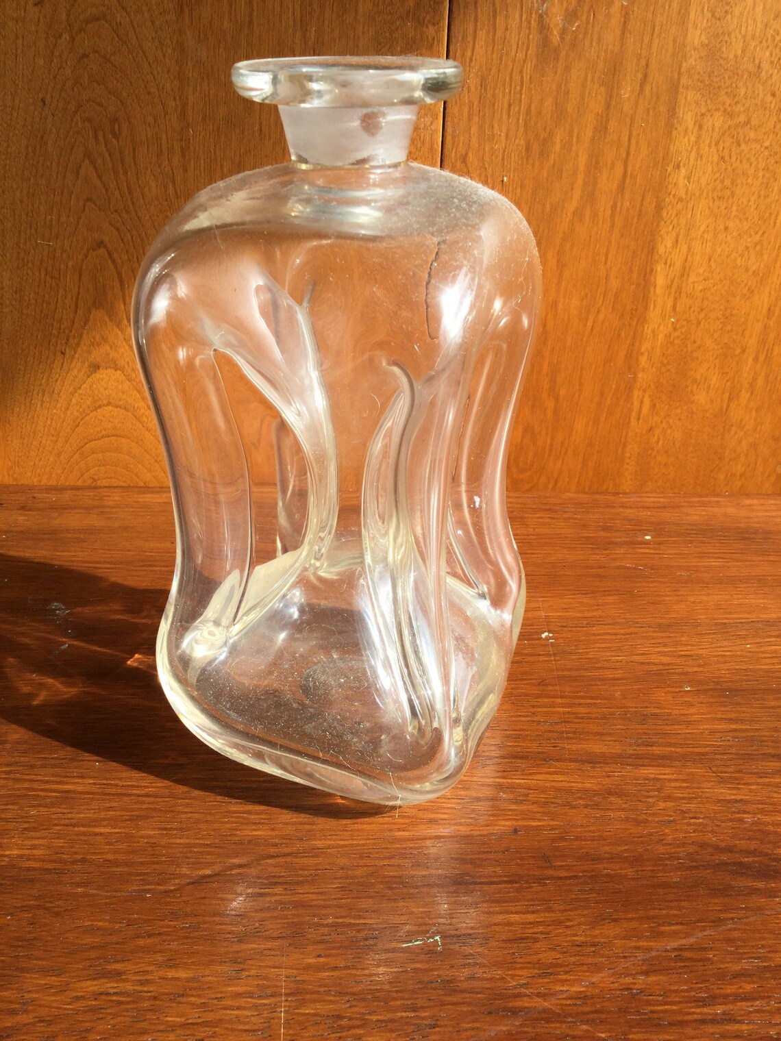 Antique pinch glass decanter Etsy