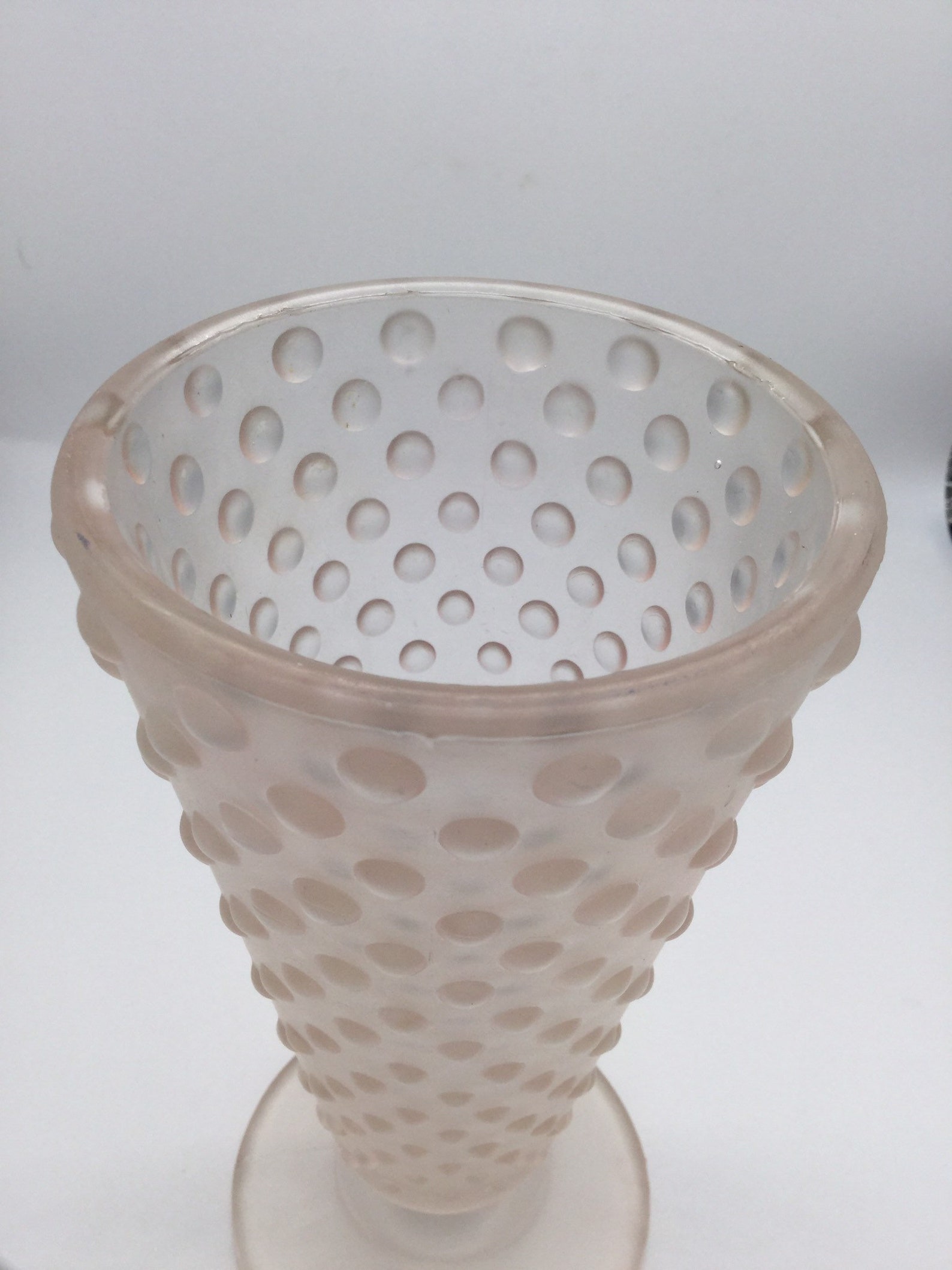 Vintage Frosted Satin Pink Hobnail Vase Etsy