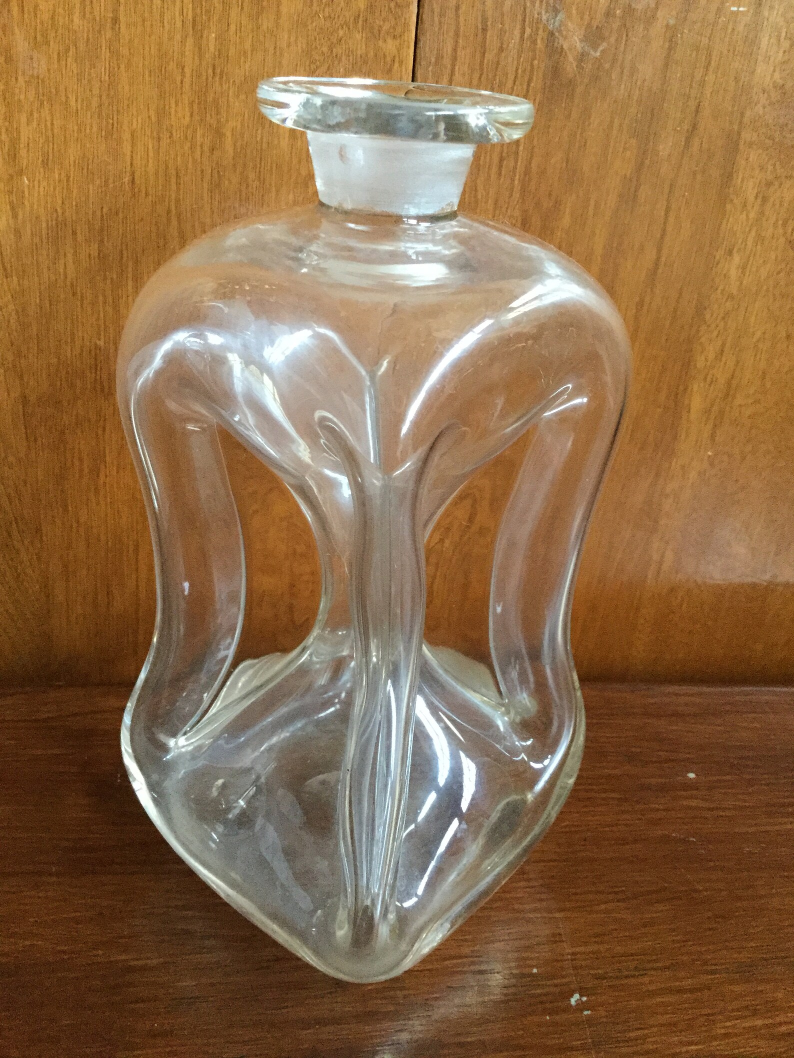 Antique pinch glass decanter Etsy