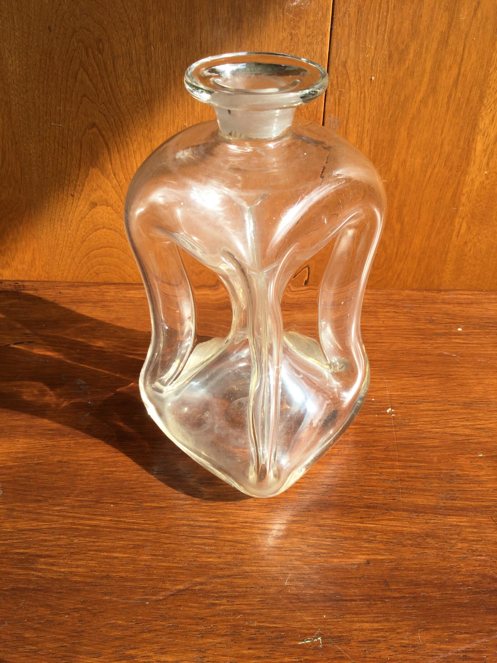 Antique pinch glass decanter Etsy